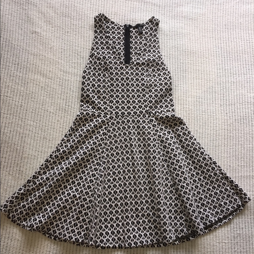 Black white and grey cheetah print flare dress